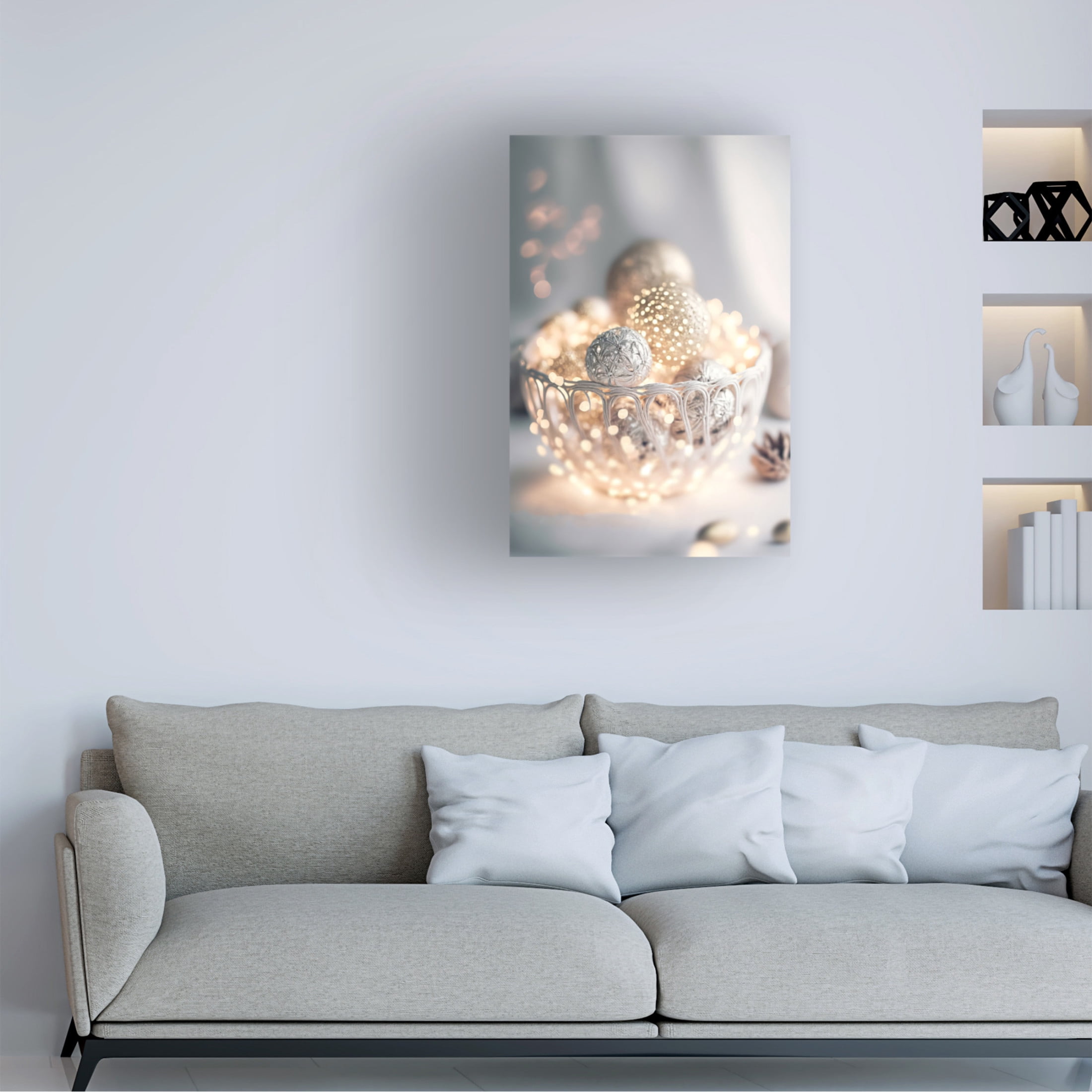 Canvas Wall Art - Treechild 'Silver Bowl Still life' Wall Art for Living Room, Bedroom, or Office D?cor by Trademark Fine Art - 12 x 19 Inches