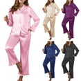 thumbnail image 6 of FAIWAD Silk Pajamas for Women Set Long Sleeve Button Down Sleepwear Comfy Loungewear Pjs Outfits, 6 of 6