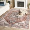 thumbnail image 3 of SAFAVIEH Vintage Persian Amadine Medallion Polyester Area Rug, Rust/Navy, 5' x 7'6", 3 of 11