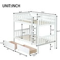 thumbnail image 4 of Twin Over Twin Bunk Bed with Storage Drawers, Convertible Rubber Wood Bed Frame with Detachable Design, Space-Saving Kids Bedroom Furniture in White, 4 of 8