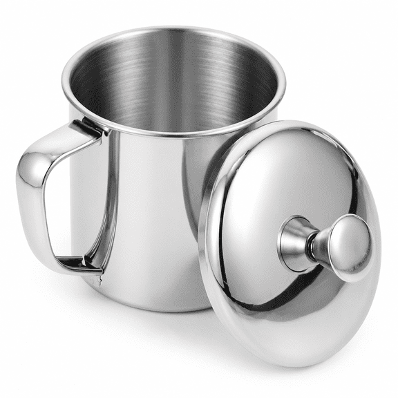 Florvian Stainless Steel Coffee Cup with Lid Camping Coffee Mug Soup Cup with Handle Camping Cup Metal Shot Glasses Tea Mug Cup for Outdoor Events Picnics Party 250Ml