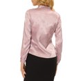 thumbnail image 4 of INSPIRE CHIC Women's Irregular Dotted Work Long Sleeve Tie Neck Blouse XS Pink, 4 of 6