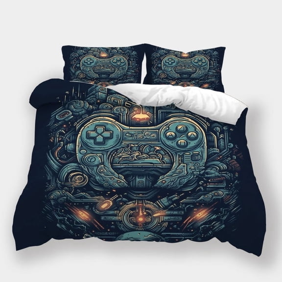Comforter Cover Set Gamepad Printed Bedspreads Teen Adult Fashion Bedroom Decor Bed Gift,King (90"x104")