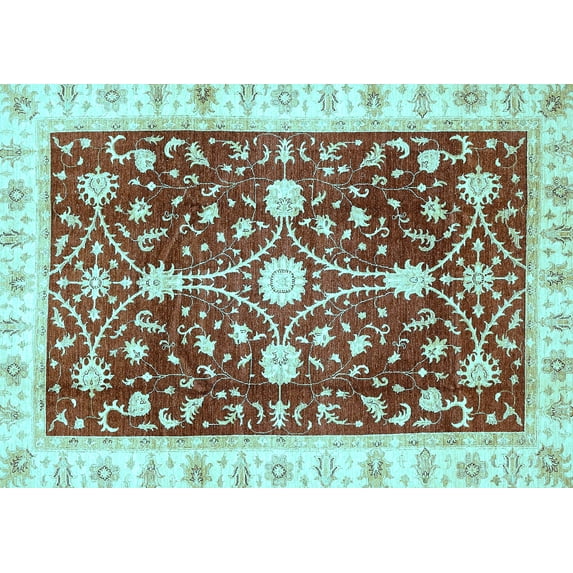 Ahgly Company Indoor Rectangle Abstract Light Blue Modern Area Rugs, 7' x 9'
