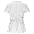 thumbnail image 5 of Fartey Womens Lace V Neck T Shirts Lightweight Breathable Eyelet Tunic Tops Loose Flowy Flounce Short Sleeve Summer Solid Color Casual Blouse White S-XL, 5 of 9