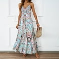 thumbnail image 2 of Youmylove Maxi Long Dresses for Women Summer New V Neck Floral Bohemian Spaghetti Strap Beach Maxi Dress Sleeveless Casual Sundress Trendy Easter Dresses, 2 of 3