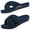 Navy, variant on Litfun Orthopedic Arch Support Slippers for Women Open Toe House Slippers Corduroy Cross Bow Slide Slippers, Beige