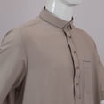 thumbnail image 6 of Ceisia Men's Middle Eastern Arabic Qatari Thawb Robe Standing Collar Short Sleeve Chest Pocket Metal Button Traditional Costume Gifts for Father, 6 of 7