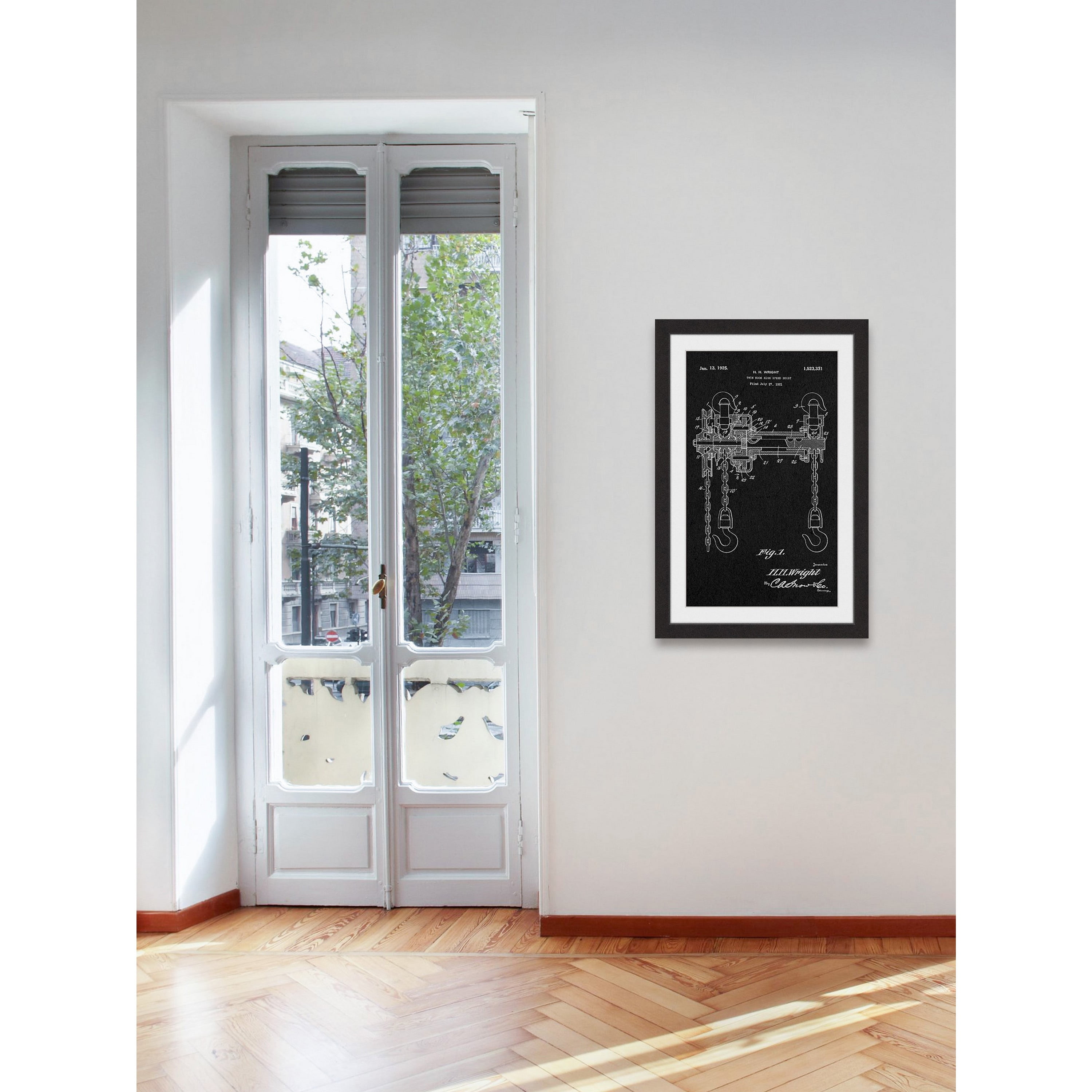 "Hoist 1921 Black Paper" Framed Painting Art Print, 16" x 1.5"