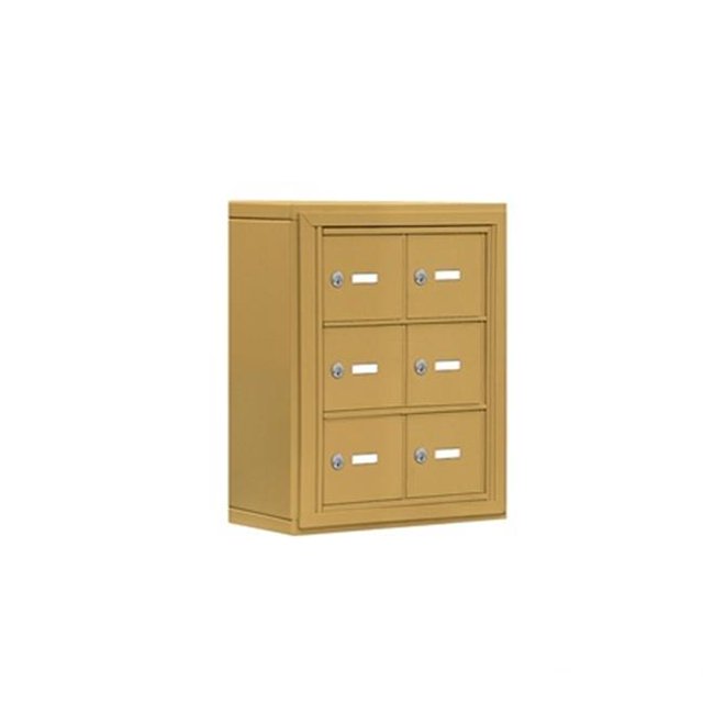 Salsbury 19035-06GSK Cell Phone Storage Locker 3 Door High Unit - 5 Inch Deep Compartments - 6 A Doors - Gold - Surface Mounted - Master Keyed Locks