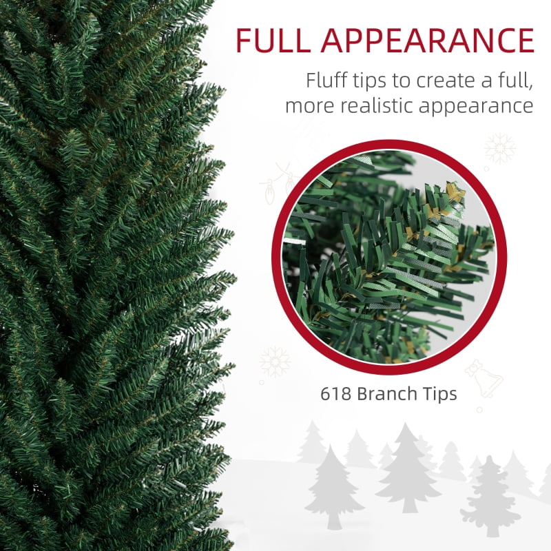 Alvantor Christmas Tree Unlit Pencil with 618 Tips, Slim Holiday Decor 21.75"x21.75"x96" 8ft Green
