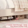 thumbnail image 4 of Hijob Full Size LED Bed Frame for Girls/Kids with Storage Drawers, Velvet Upholstered Platform Bed with Adjustable Headboard, Built in Charging Station, Beige, 4 of 7