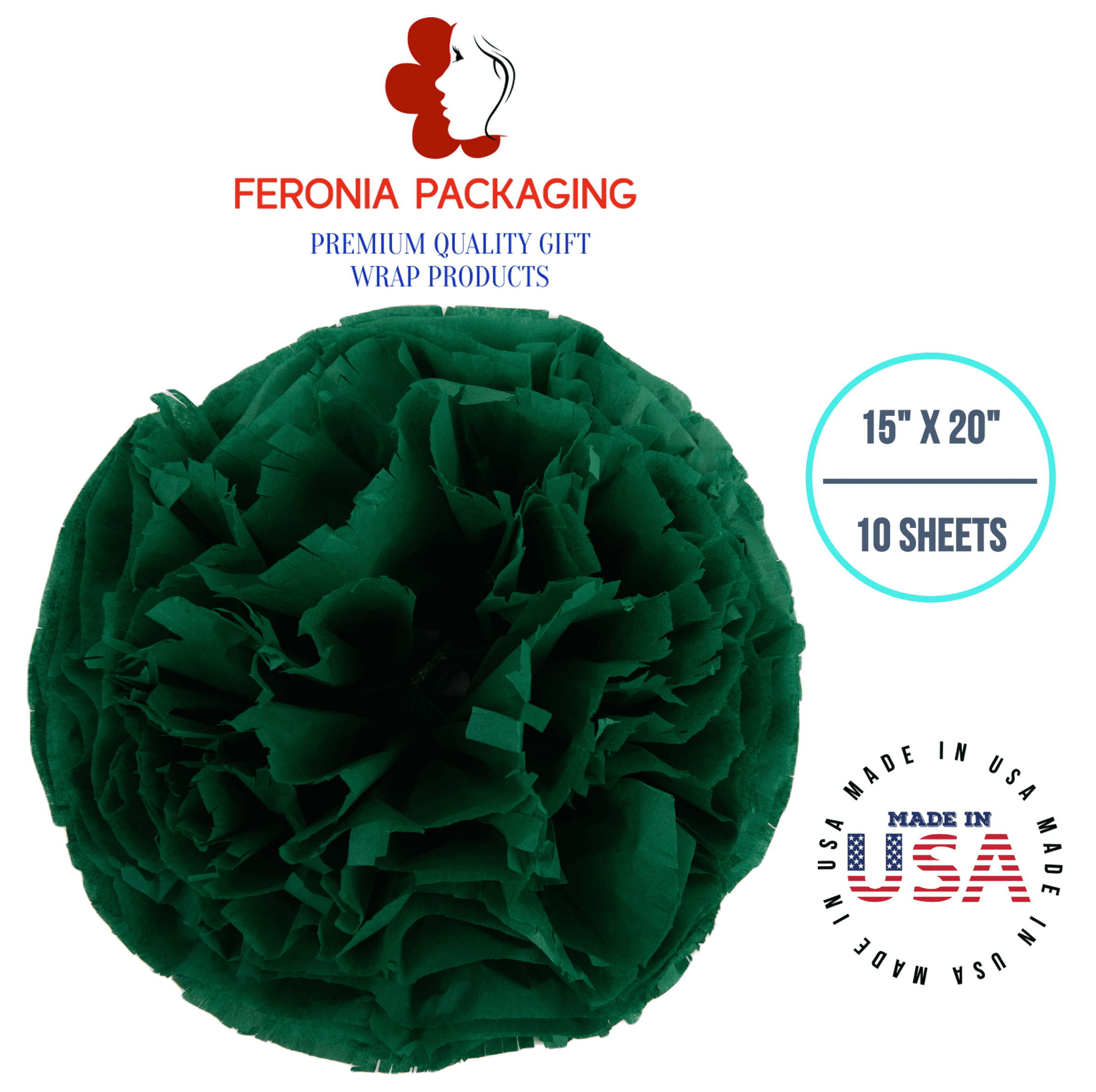 Emerald Green Tissue Paper Squares, Bulk 10 Sheets, Premium Gift Wrap and  Art Supplies for Birthdays, Holidays, or Presents by Feronia packaging,  Large 15 Inch x 20 Inch 