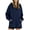 Navy, variant on Women's V-Neck Hooded Sweatshirt Oversized Long Sleeve Pullover Side Slits Tops with Pockets Fall Winter Wear Navy XXL