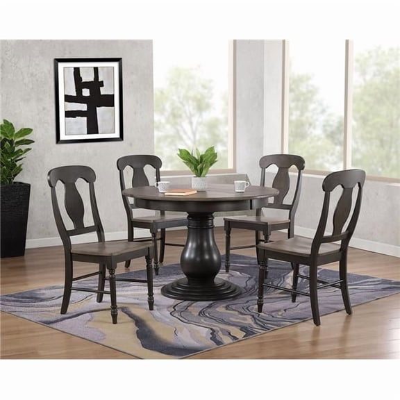 45 x 45 x 63 in. Antiqued Grey Stone Black Stone Napoleon Back 5-Piece Bella Dining Set