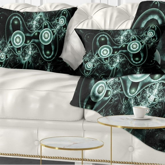 Designart Blue on Black 3D Surreal Design - Abstract Throw Pillow - 12x20