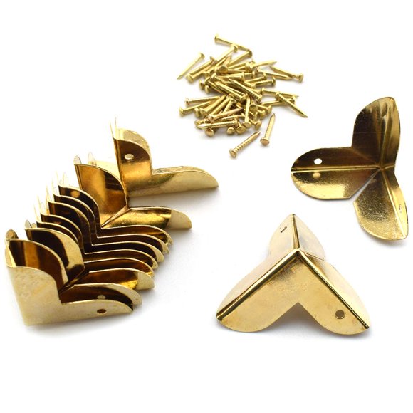 SDTC Tech - Paquete de 12 protectores de esquina para mini joyeros, cubierta protectora de borde de metal, color dorado