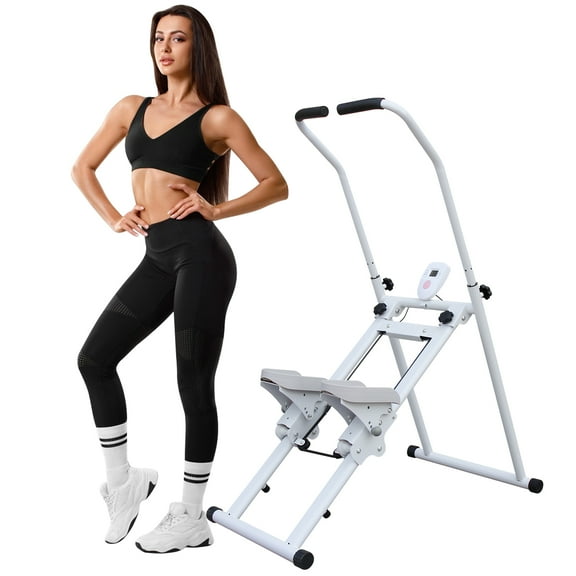 LuckyNote Stair Stepper, Folding Vertical Climber Machine for Home, Full Body Workout Cardio Stepper with LCD Display & Adjustable Handles, 300 lbs Capacity, Black