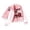Pink, variant on OOOUM Kids Pink Print Varsity Bomber Jacket Striped Collar Button Down Baseball Jacket Streetwear Lightweight Jacket Pink 11-12 Years