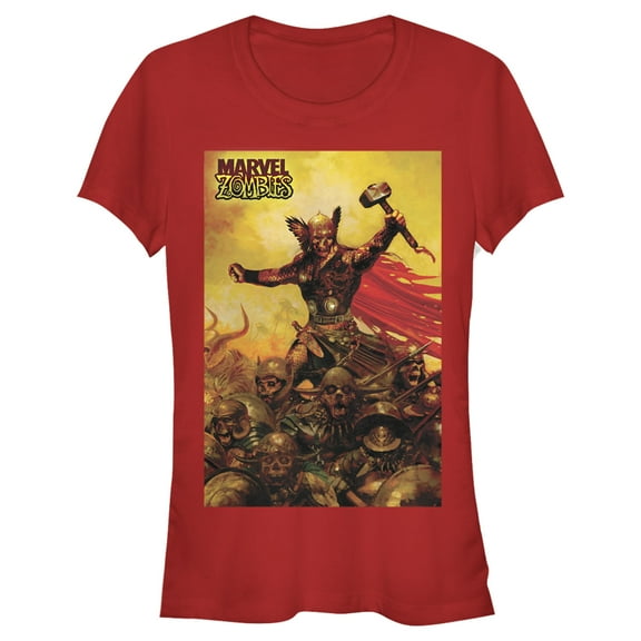 Junior's Marvel Zombies Thor Battle  Graphic Tee Red Medium