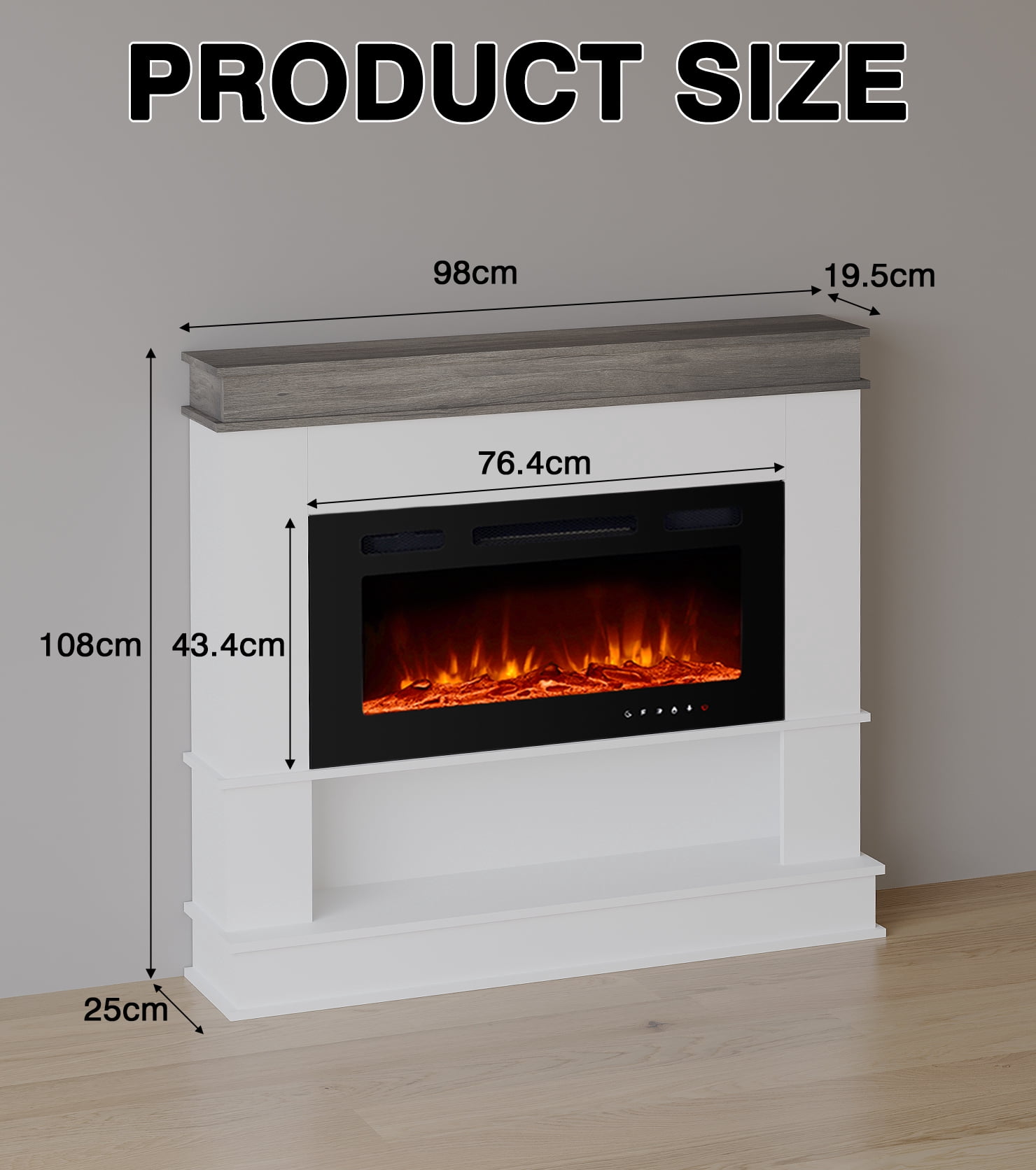 Maxhonor 38.6 Inch Electric Fireplace with 3D Flame & Heater, Classic Wood Design & Remote Control