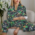 thumbnail image 6 of Bingfone Womens Pajama Sets Dinosaur Plays Soccer Print,Long Sleeve Loungewear Pajamas Set-Large, 6 of 8