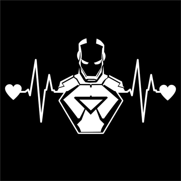 Ironman Inspired Heartbeat Decal Sticker | 7-Inches By 3.9-Inches | White Vinyl
