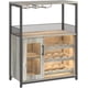 thumbnail image 1 of 3 - tier wine bar gabinete con detachable wine rack, cajón, glass holder y mesh door - a durable y estilizado para gris almacenamiento solution, 1 of 7