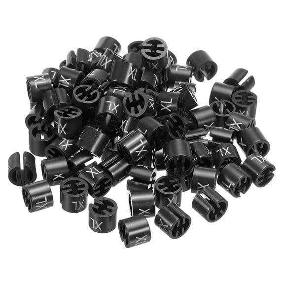 Unique Bargains 100pcs Clothes Hanger Marker XL Size Fit Hanger Rod Black 0.51" × 0.35"
