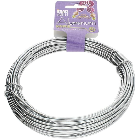 The Beadsmith Anodized Aluminum Wire – 12 Gauge – 39 feet – Silver Color – Bendable Craft Wire Used to Jewelry Making, Wire Wrapping, Sculpting, Floral, Modeling and Other DIY Arts & Crafts