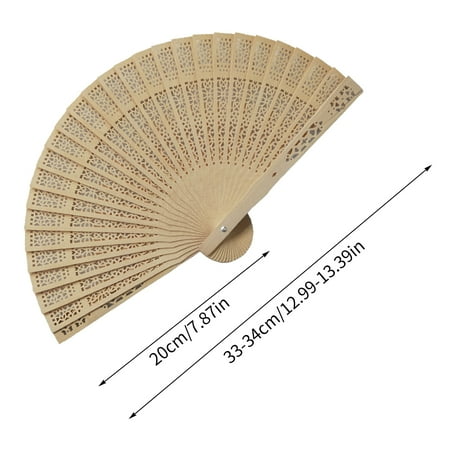 

KABOER Vintage Folding Bamboo Fan Original Wooden Carved Hand Fan For Wedding Souvenirs