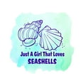 thumbnail image 1 of SEASHELLS - Blue Themed Seashells Image Decoration Mollusk & Clam Shells Design Just A Girl That Loves Seashells Lettering Art Quotes Vinyl Home Bedroom Wall Decal 40" x 40", 1 of 5