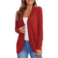 thumbnail image 3 of Urban CoCo Womens' Long Sleeve Knit Sweater Cardigans Curved Hem Open Front with Pockets, 3 of 6