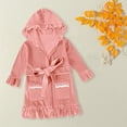 thumbnail image 2 of Ruyang Toddler Baby Girls Velvet Robe Cute Trendy Ruffle Hooded Robes Pockets Long Sleeve Warm Soft Fall Winter Outfits, 2 of 7