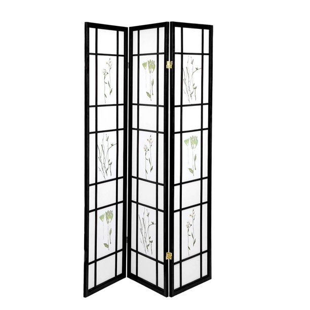 Oriental Room Divider Curtains Hardwood Shoji Panels Screen 3 Panel