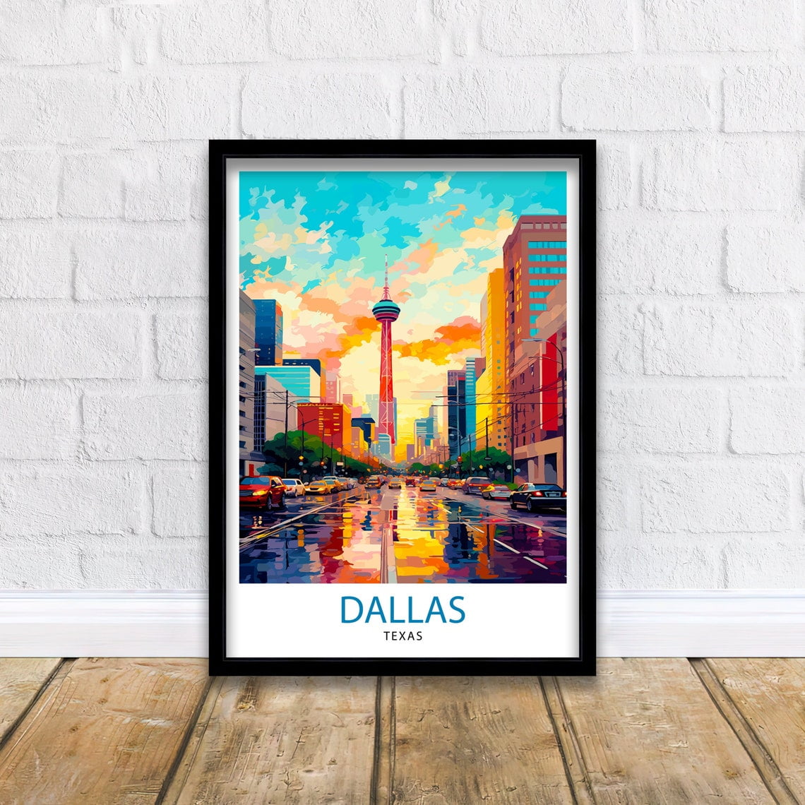 Dallas Texas Travel Print| Dallas Wall Decor Dallas Poster USA Travel Prints Dallas Art Print Dallas Illustration Dallas Wall Art, Poster Only