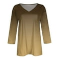thumbnail image 4 of Women's Essentials T-Shirt Women's 3/4 Sleeve V-Neck Shirt Gradient Print Basic T-Shirt Casual Autumn Top, 4 of 5