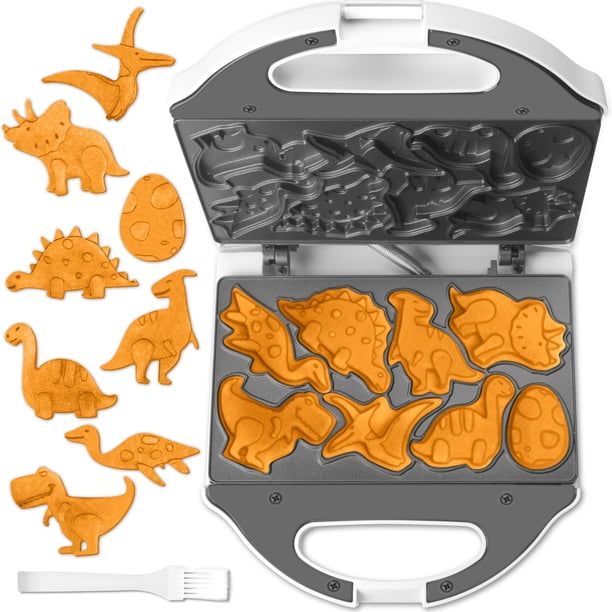 Máquina para hacer gofres SugarWhisk con forma de dinosaurio eléctrica, 8 formas