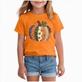 thumbnail image 2 of KPOPLK Girls Halloween Pumpkin Shirt Fall Winter Ghost Graphic Print Short Sleeve T-Shirt Kids Top Size 2-3 Years,Orange, 2 of 4