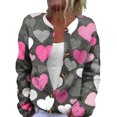 thumbnail image 2 of Women's Button Down Cardigan Cute Heart Print Crew Neck Soft Cardigan Sweater Coat Valentine's Day Gifts, 2 of 6
