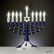 Judaica Kingdom RL-JR-4-T Candlesticks - Blue & Silver Electric Menorah with Frosted White Bulbs