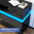 thumbnail image 4 of ChVans LED TV Stand for up to 80" TVs with Power Outlet, Modern Tall Entertainment Center with Storage, High Gloss Gaming TV Media Console with 2 Storage Cabinets for Living Room, Bed Room, 4 of 7