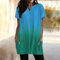 thumbnail image 4 of Duoif Women's Casual V Neck Short Sleeve Dress Loose Fit T Shirt Dress with Pockets Light Blue M, 4 of 9