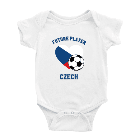 

Future Soccer Player Czech Soccer Fan Baby Jumpsuits Newborn Clothes (White 18-24 Months)