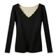 thumbnail image 1 of Camiseta de manga larga para mujer, camisa elástica de capa básica con cuello en V, ropa interior térmica para mujer, 1 of 7