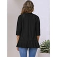 thumbnail image 4 of DARING DIVA Womens Open Front 3/4 Sleeve Draped Ruffles Eyelet Cardigans XL Black, 4 of 6