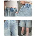 thumbnail image 5 of XXWXYD Kids Girls Jean Shorts Baggy Cuffs Elastic High Waist Denim Shorts Toddler Vintage Distressed Summer Jorts with Pockets Girls Baggy Denim Shorts Back-to-School, 5 of 8
