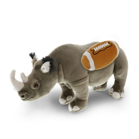 DolliBu Wild Rhino Stuffed Animal with Football Plush - Soft Huggable Rhinoceros, Adorable Playtime Rhino Plush Toy, Cute Wildlife Gift, Plush Doll Safari Animal Toy for Kids, Adults - 13 Inches