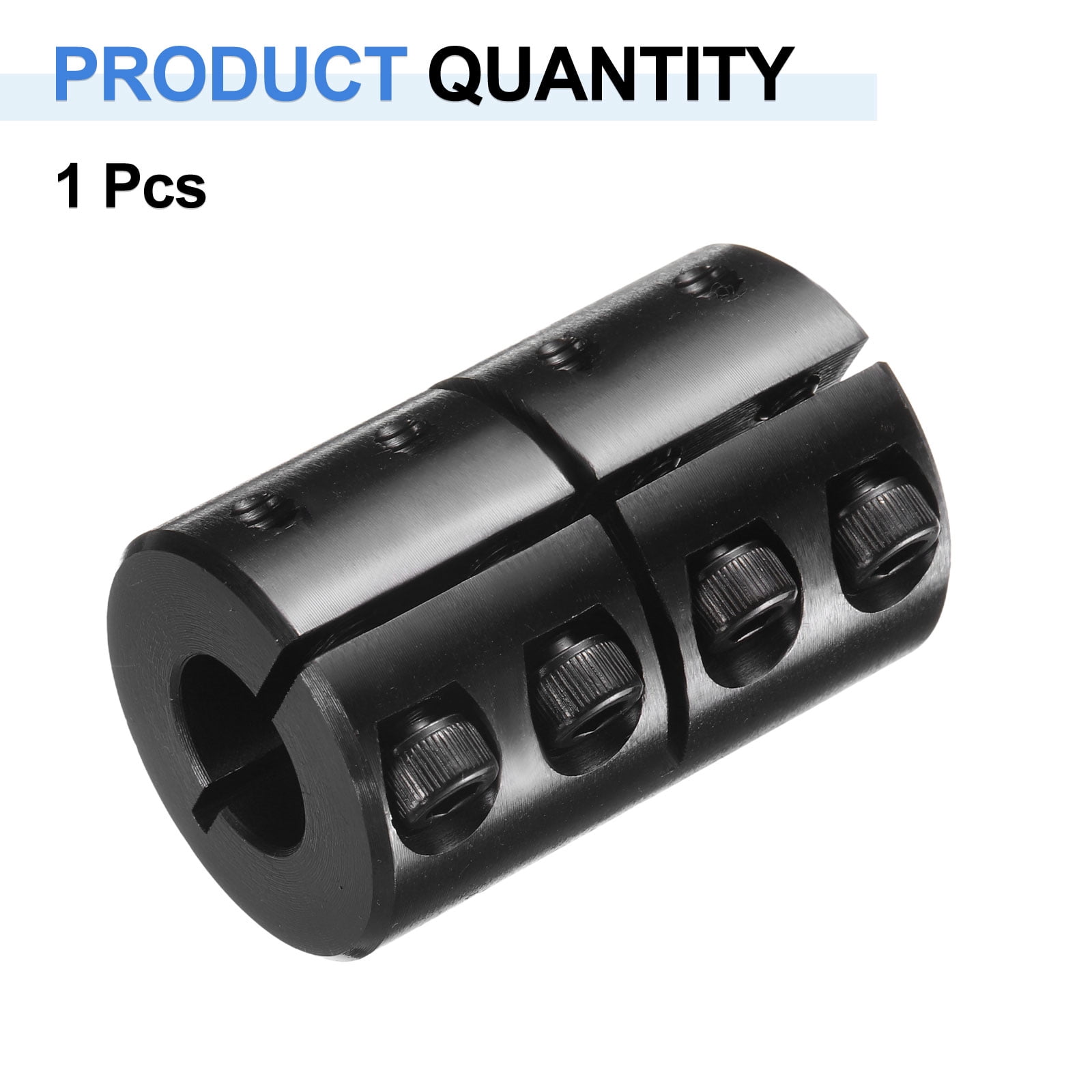 Uxcell Shaft Coupling, 1/2" to 1/2" Bore, 1-1/8" OD, 1-3/4" Length, Black Oxide Rigid Single Split Clamping Coupling with #8-32 x 1/2" Set Screws for 3D Printers Motor Wheel