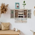 thumbnail image 3 of X-cosrack Wooden Wall Mounted Jewelry Cabinet Hanging Rustic Mesh Jewelry Holder with Barn Door for Necklaces Earrings Ring, and Removable Bracelet Rod with Hooks Organizer, 3 of 9